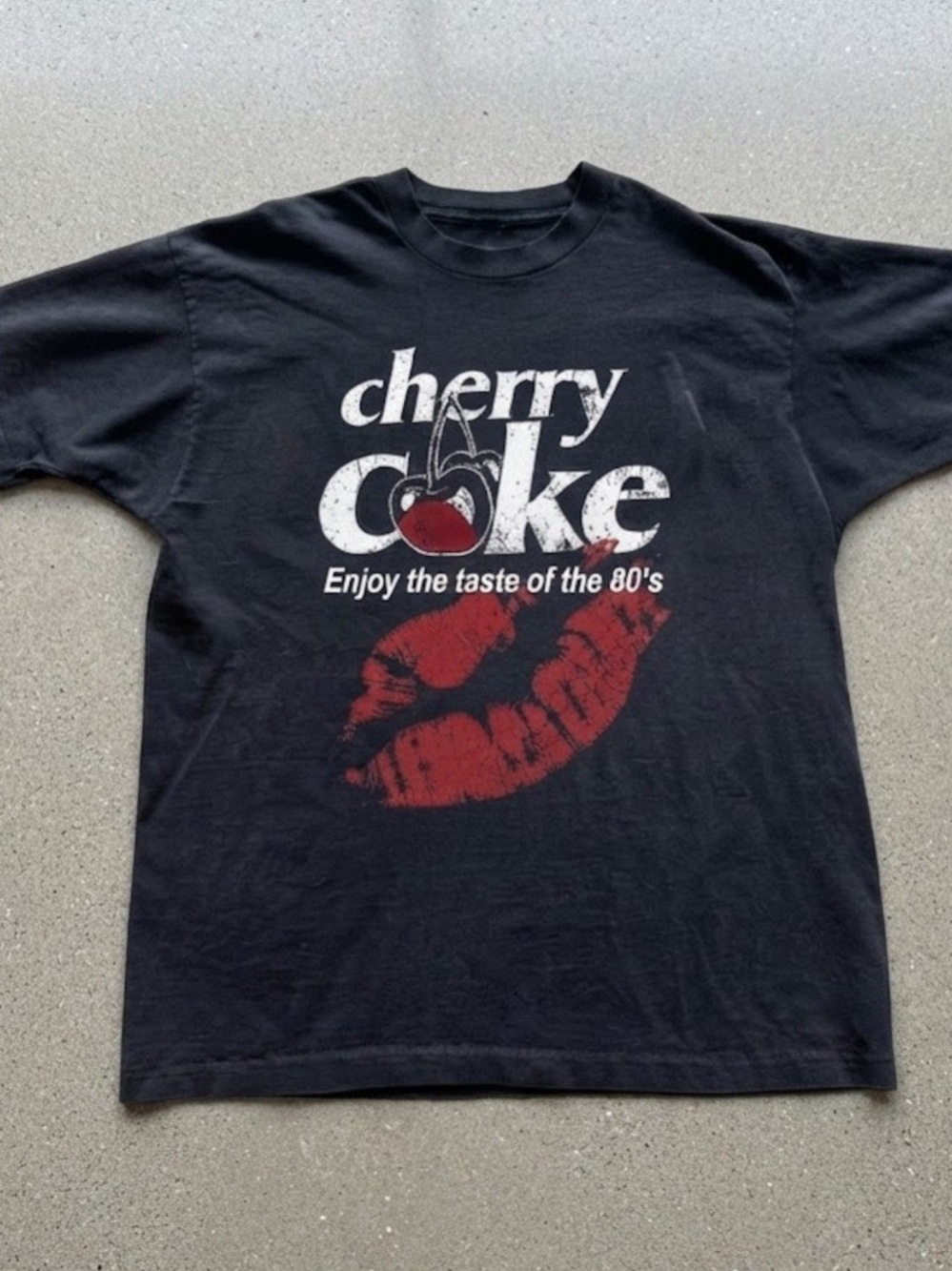 Red Cherry And Lipstick Kiss Graphic Black Gildan Tee